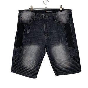Southpole‎ Men’s Black Denim Jean Shorts Slim Size 34 Y2K